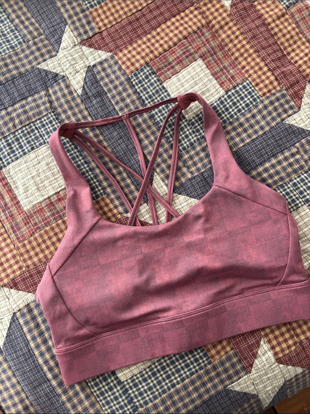 ZYIA Dusty Mauve Strappy Crisscross Sports Bra